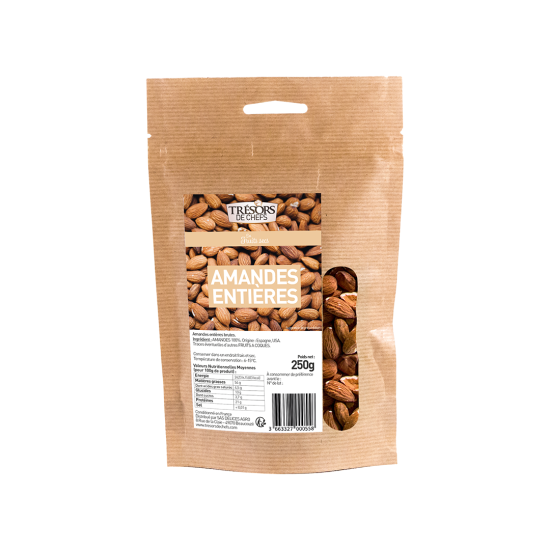 AMANDES ENTIÈRES BRUTES - 250G